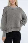 Vintage Washed Side Slit Sweater