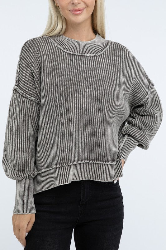 Vintage Washed Side Slit Sweater