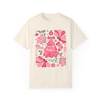 Pink Boho Christmas Collage Comfort Colors Tee
