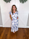 Umgee Blue Landscape Print Midi Dress