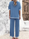 Contrast Trim Top and Pants Set