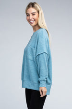 Brushed Melange Drop Shoulder Oversized Sweater