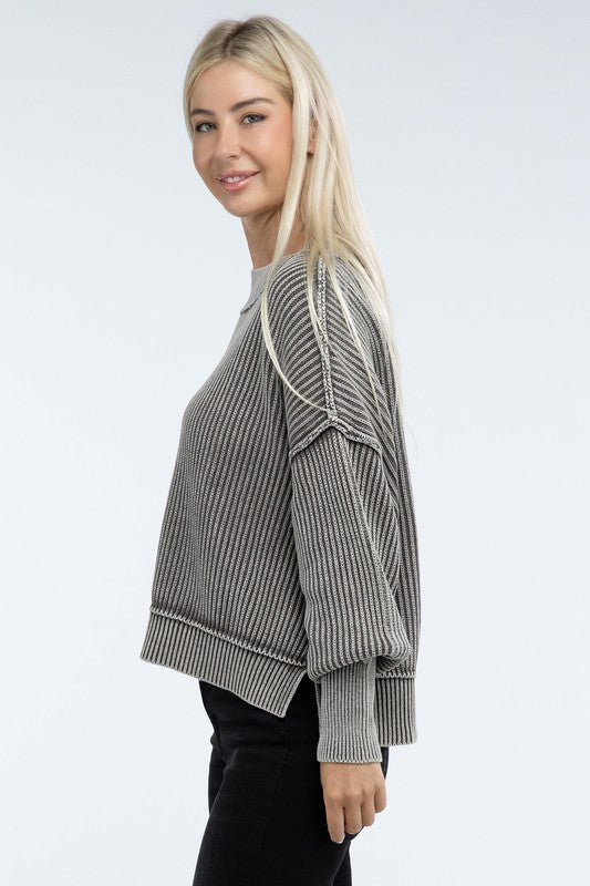 Vintage Washed Side Slit Sweater