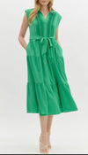 Green Pleated Maxi Dress