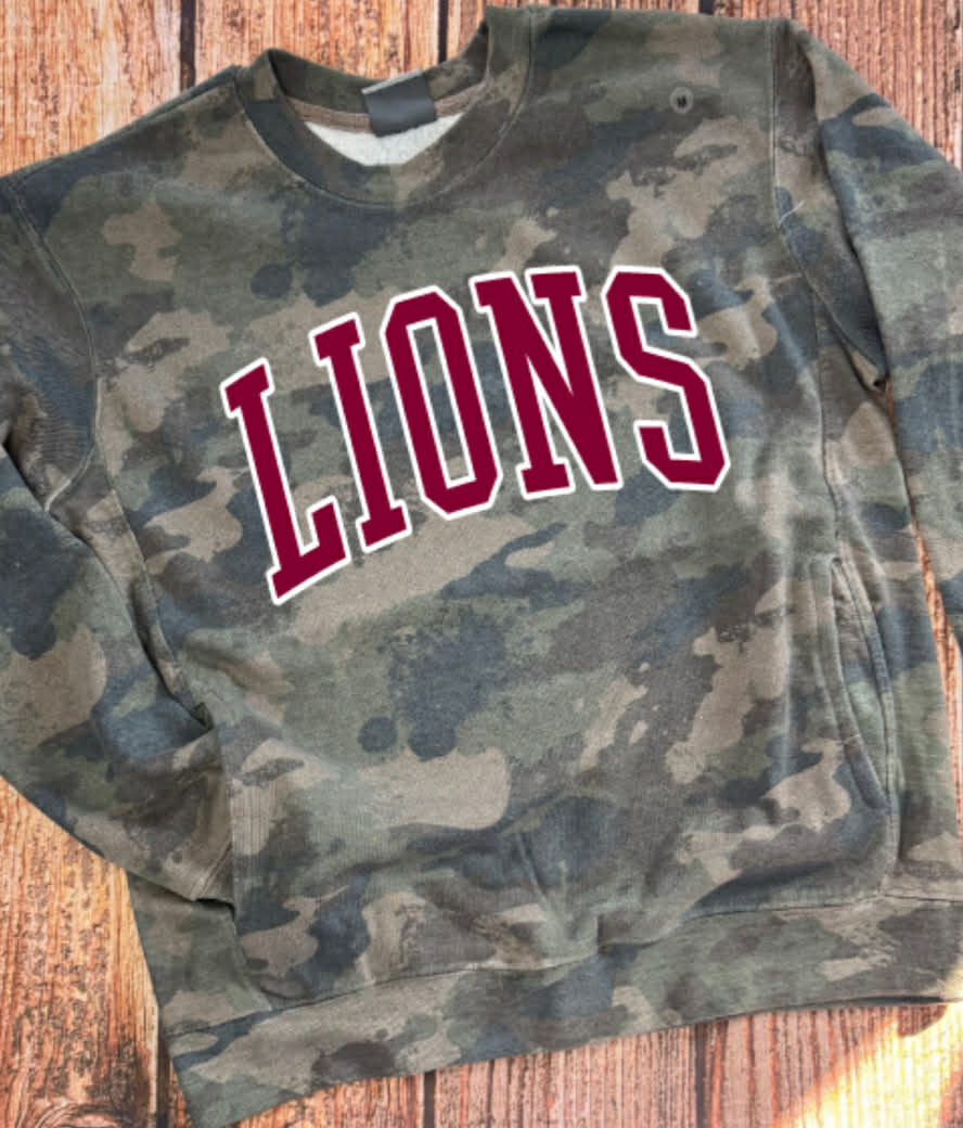 Lions Camo Pullover with Pockets in Maroon PREORDER