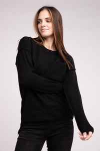 Hi-Low Hem Round Neck Sweater