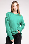 Hi-Low Hem Round Neck Sweater