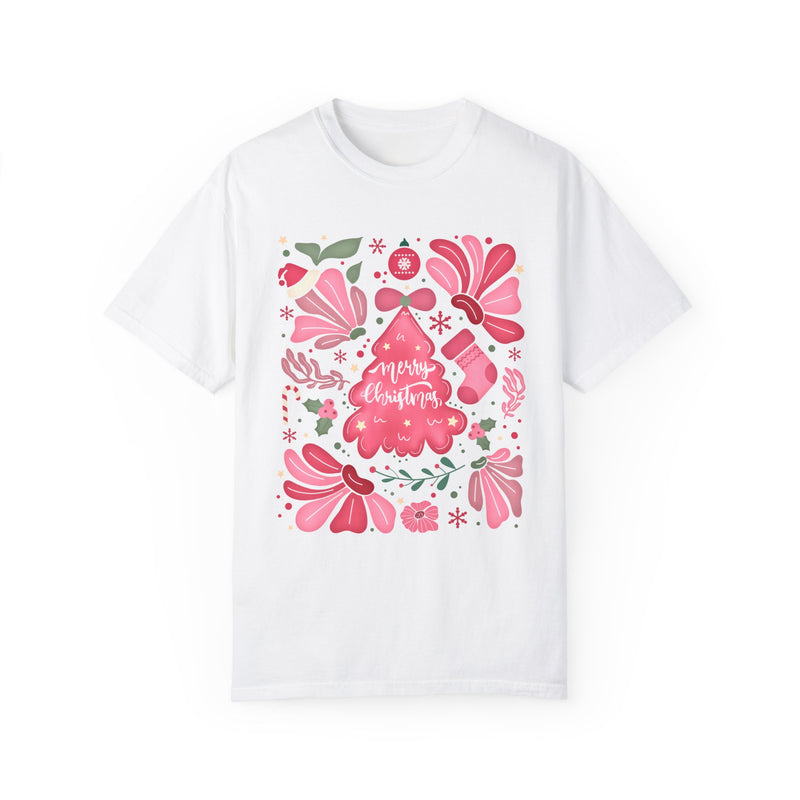 Pink Boho Christmas Collage Comfort Colors Tee