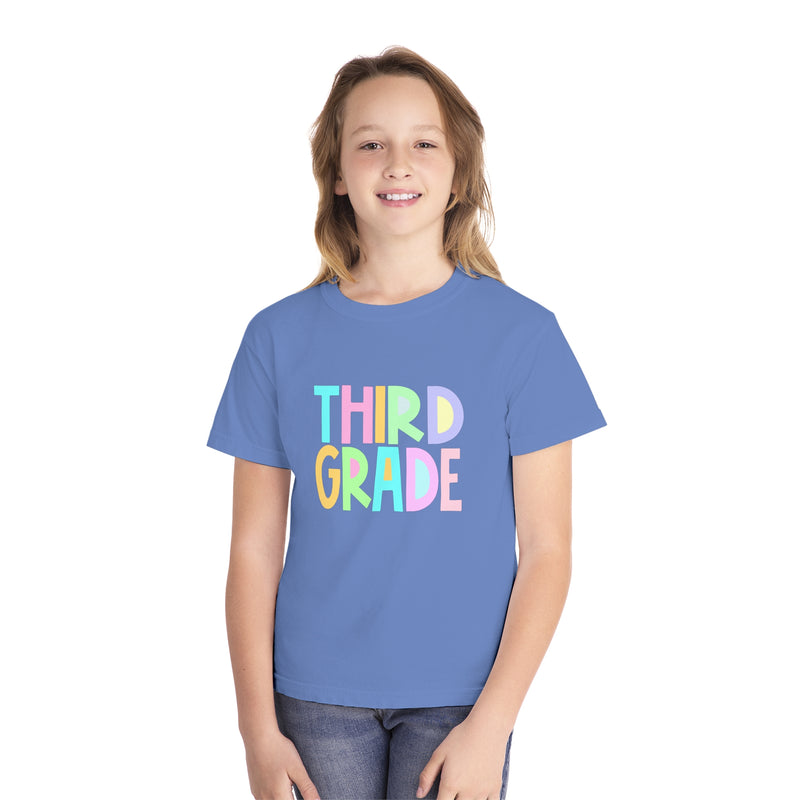 YOUTH Third Grade Pastel Font Comfort Colors Tee