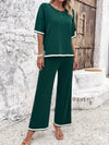 Contrast Trim Top and Pants Set