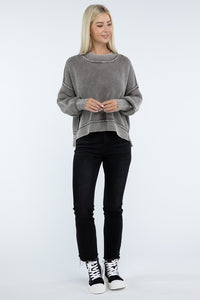 Vintage Washed Side Slit Sweater