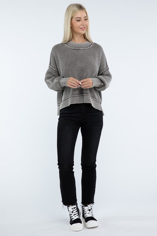 Vintage Washed Side Slit Sweater