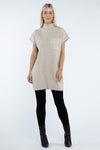 Mock Neck Short Sleeve Sweater Dress