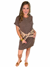 Ribbed Pocket Dress in Mocha