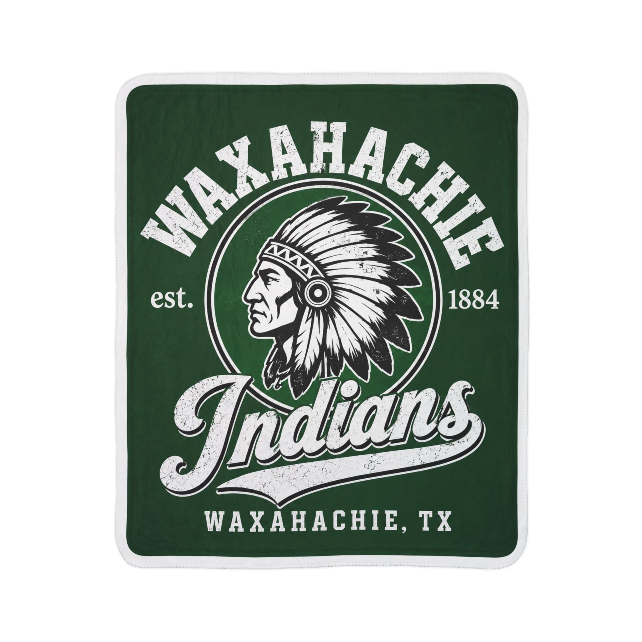 Waxahachie Indians Sherpa Blanket in White