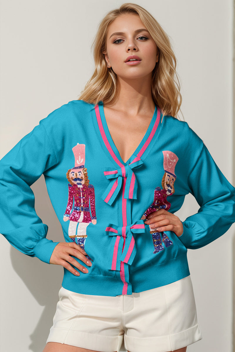 Sequin Nutcracker Bow Cardigan