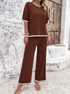 Contrast Trim Top and Pants Set