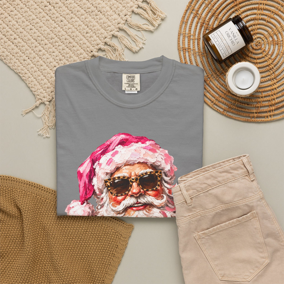 Pink Glam Santa Comfort Colors T-shirt
