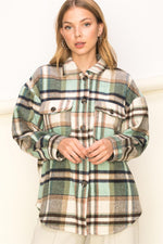Green and Tan Plaid Shacket