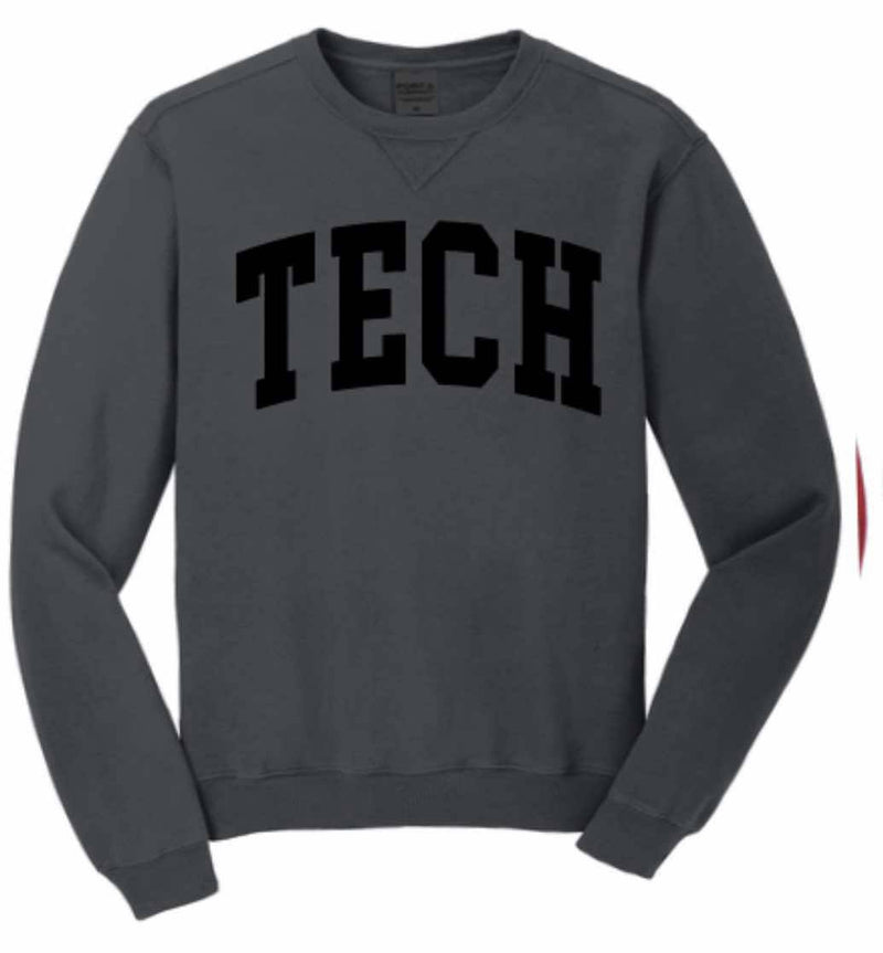 TECH Garment Dyed Pullover in Black PREORDER