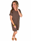 Ribbed Pocket Dress in Mocha
