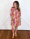 Umgee Ruffled Flower Print Tiered Dress