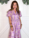 Umgee Printed Notched Tiered Dress