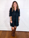 Umgee Tiered Corduroy Dress in Hunter Green