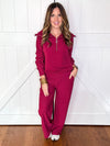 Zenana Ribbed Quarter Zip Pullover & Pants Set