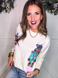 Sequin Nutcracker Long Sleeve Sweater