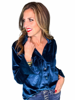 Velvet Button Up Collared Shirt