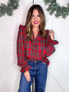 Christmas Plaid Smocked Blouse