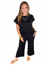 Quilted Lounge Wear Set in Black