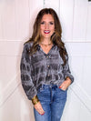 Ruched Velvet Button Up Shirt