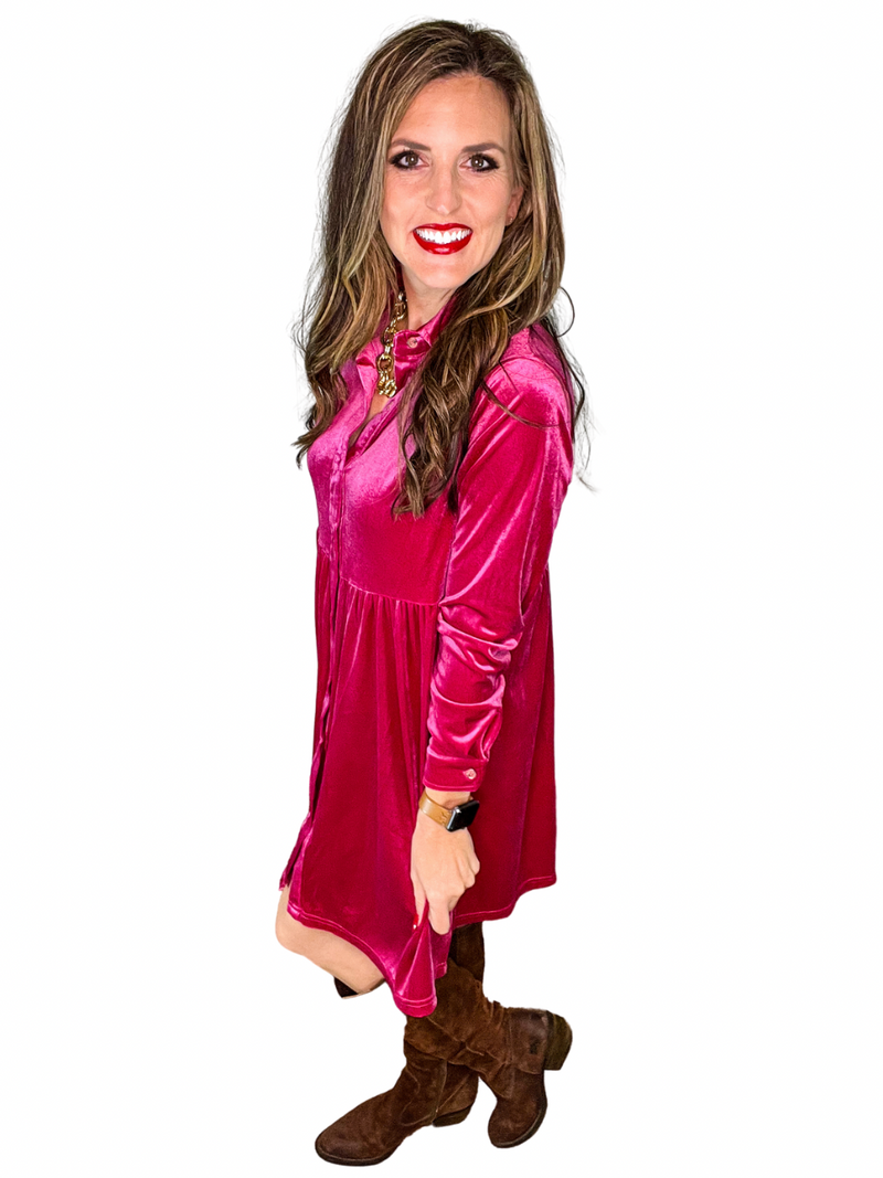 Collared Neck Buttoned Mini Dress