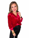 Velvet Button Up Collared Shirt
