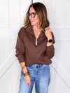 Zenana Fleece Half Zip Sweatshirt
