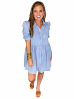 Denim  Puff Sleeve Babydoll Dress
