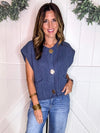 Chunky Sweater Vest in Midnight Blue