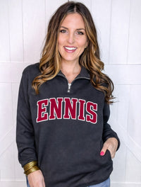 Ennis Quarter Zip Pullover in Black PREORDER
