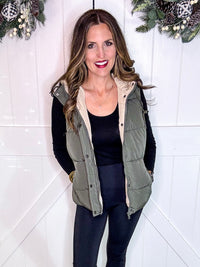 Snap and Zip Closure Hooded Vest