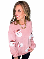 Sequin Santa Patch Ribbed Sweatshirt