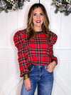 Plaid Puff Sleeve Top