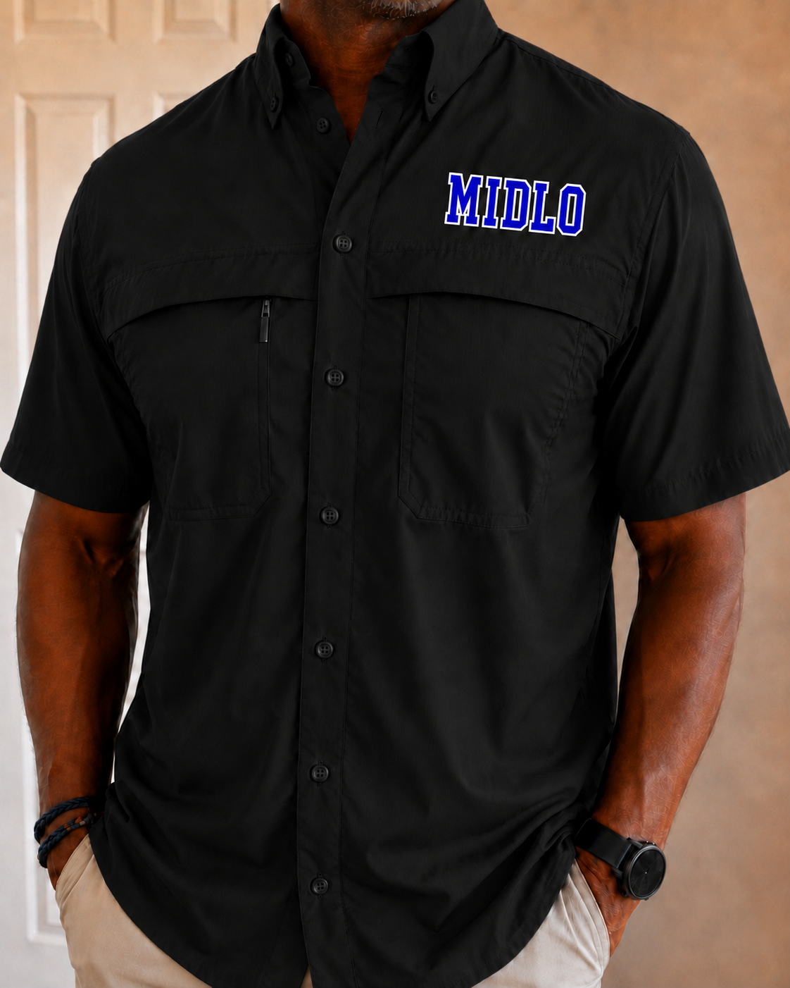 Midlo Men's Fishing Tee in Black PREORDER