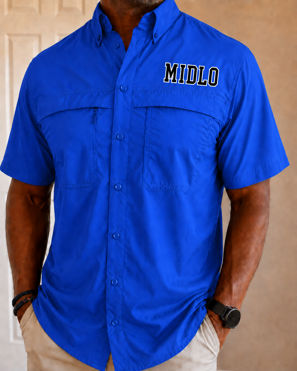 Midlo Men's Fishing Tee in Blue PREORDER