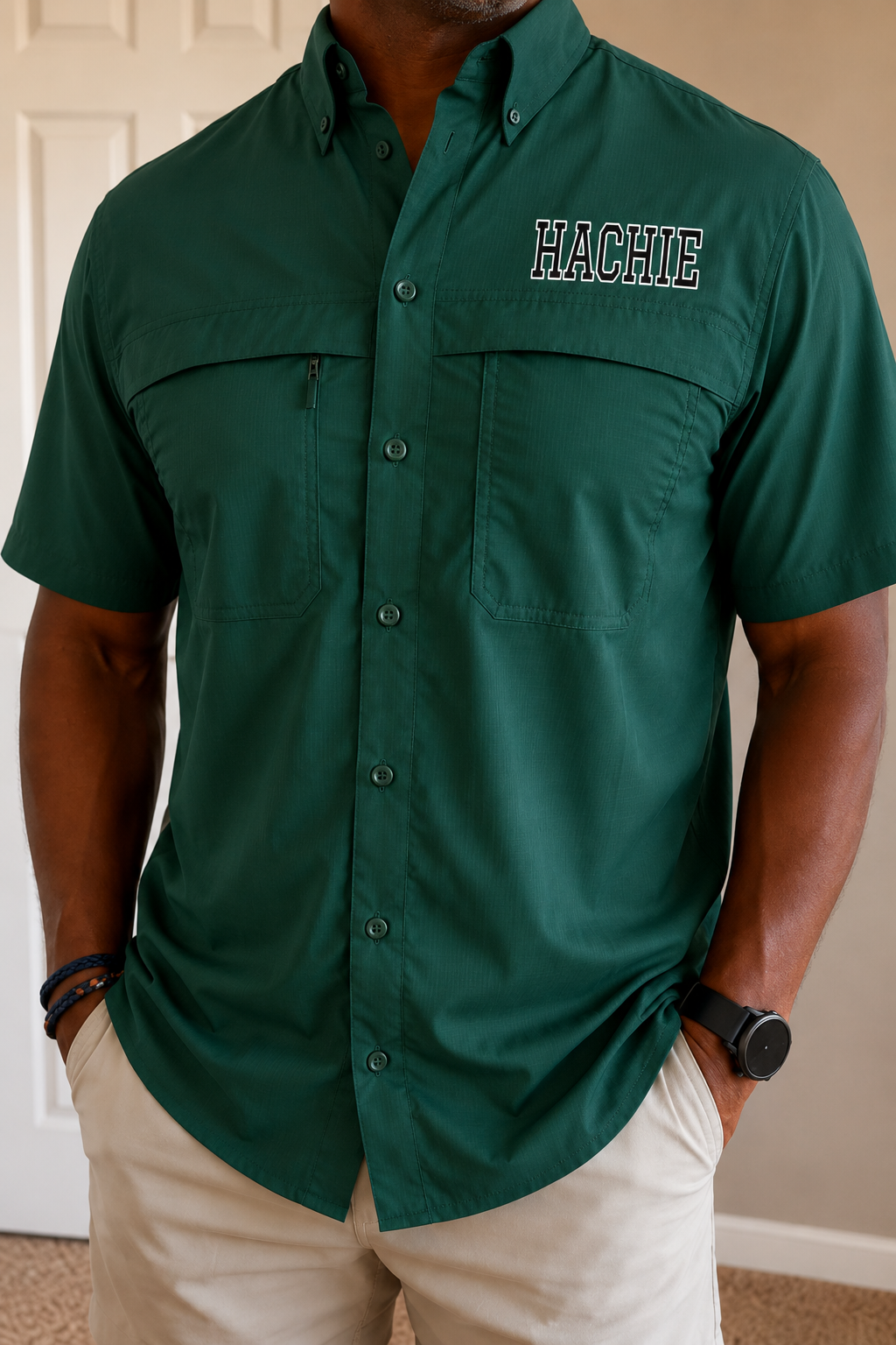 Hachie Men's Fishing Tee in Green PREORDER