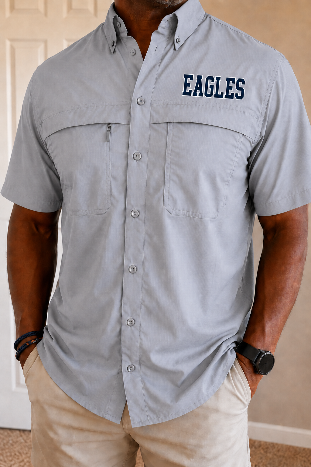 Eagles Men's Fishing Tee in Grey PREORDER
