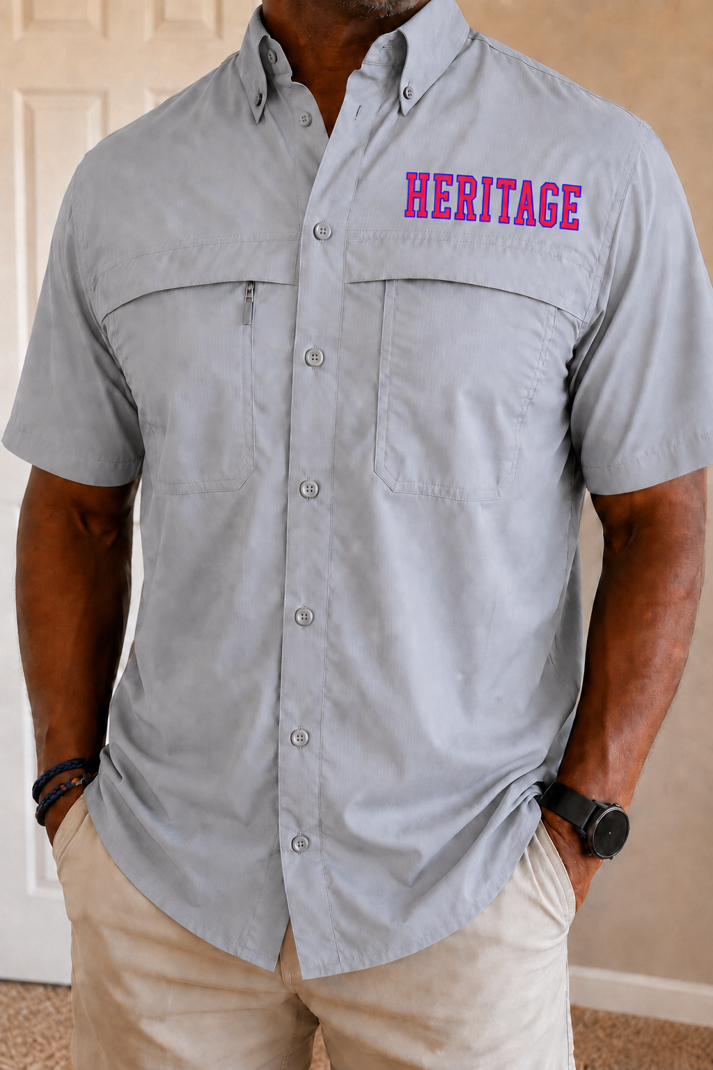 Heritage Men's Fishing Tee in Grey PREORDER