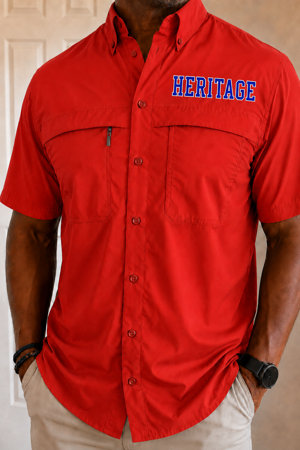 Heritage Men's Fishing Tee in Red PREORDER
