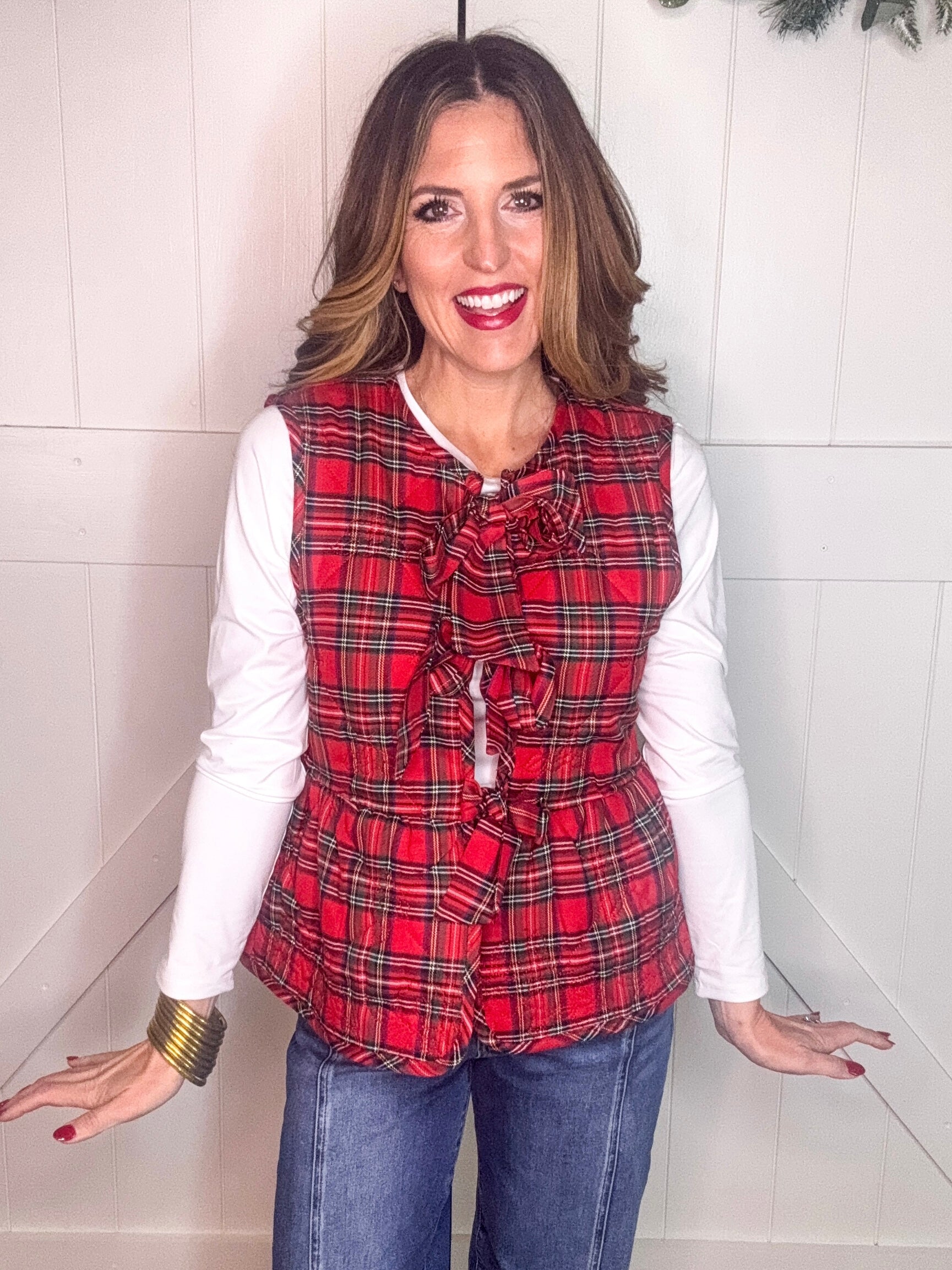 Entro Plaid Bow Tie Vest